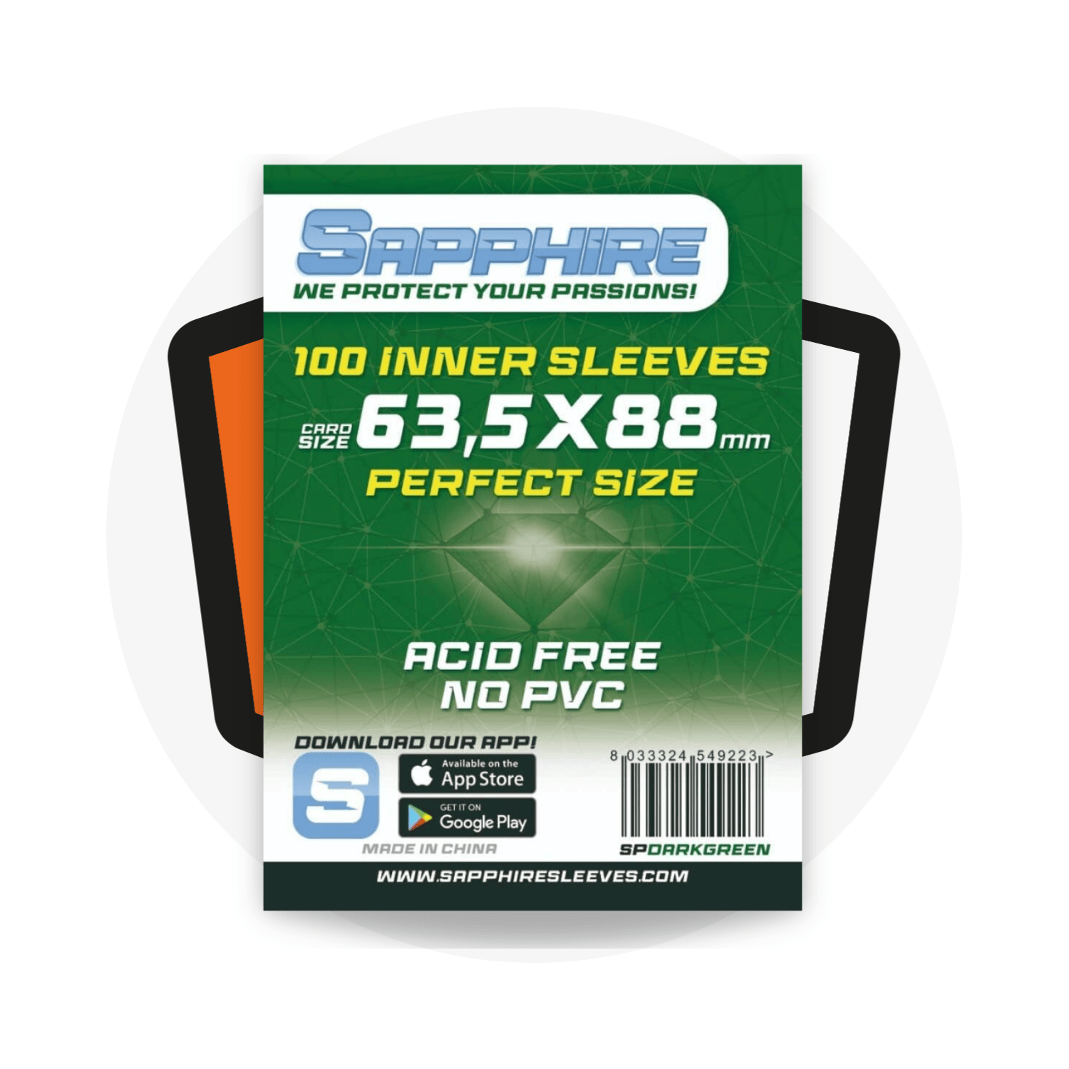 Sapphire Accessori Sapphire Sleeves Dark Green 63,5 x 88 Perfect Fit